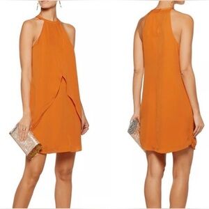 A.L.C. Vibrant Orange SHANE halter neck Silk mini dress size 6